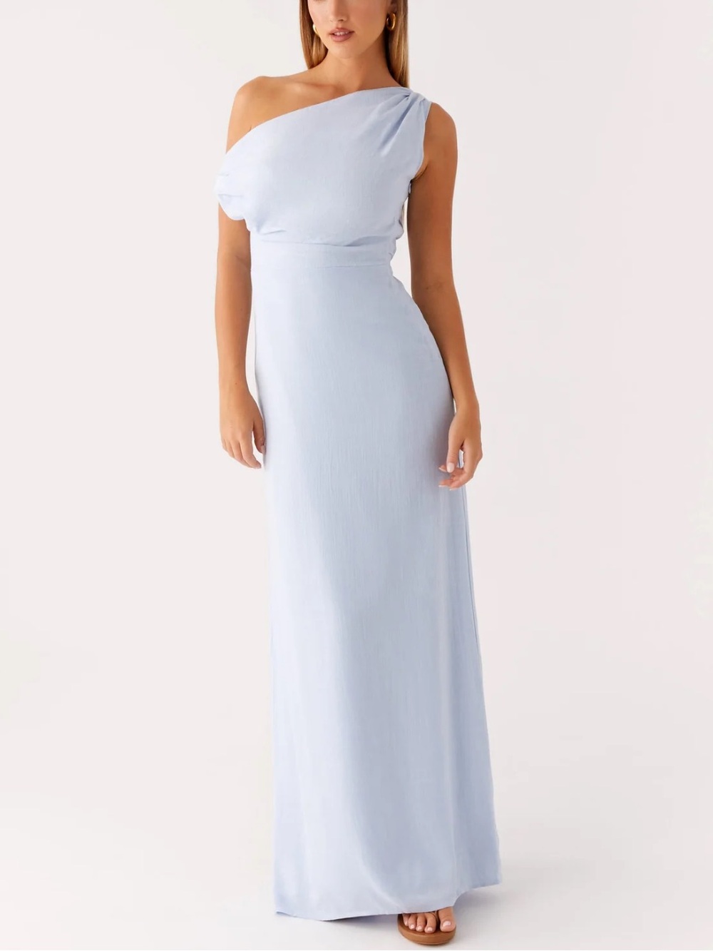 Peppermayo Lady Love Linen Maxi Dress in Blue size US 4 NEW $98 One Shoulder